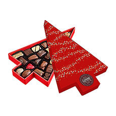 Cette boîte contient un assortiment de nos spécialités maison, y compris le chocolat en édition limitée spécialement créé pour la collection de Noël.