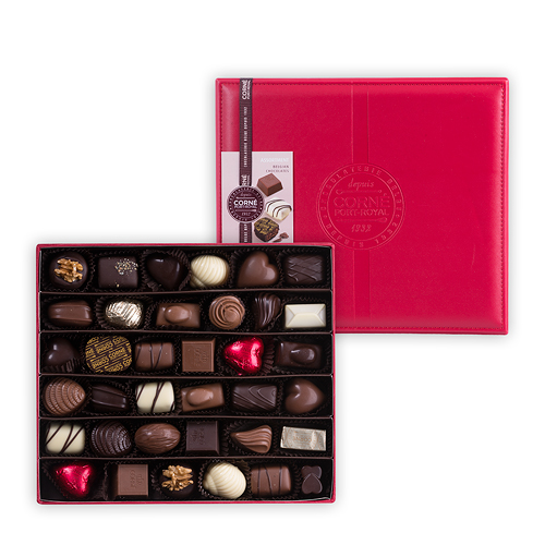 Corné Port-Royal Boîte en Cuir Rouge, 36 pcs