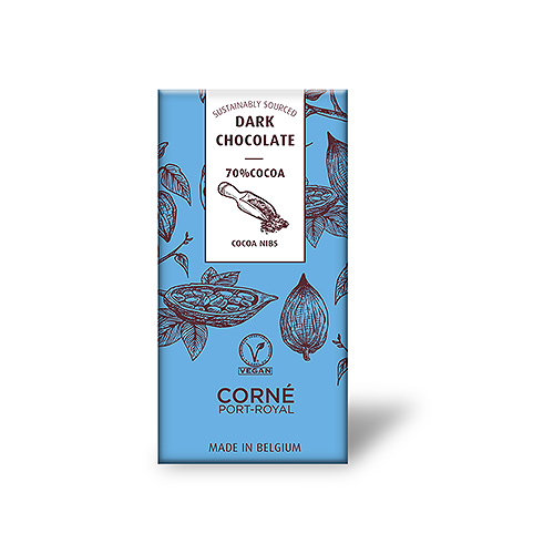 Tablette Chocolat Noir 70%, Avec Des Morceaux De Fève De Cacao, 70 g, par 5 pcs